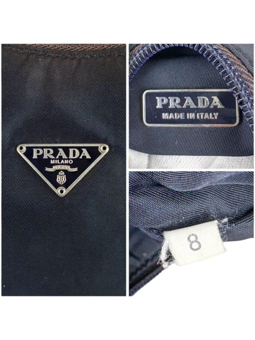Prada Triangle Logo Pouch Mini Handbag Tessuto Nylon Navy Blue - Picture 7 of 10